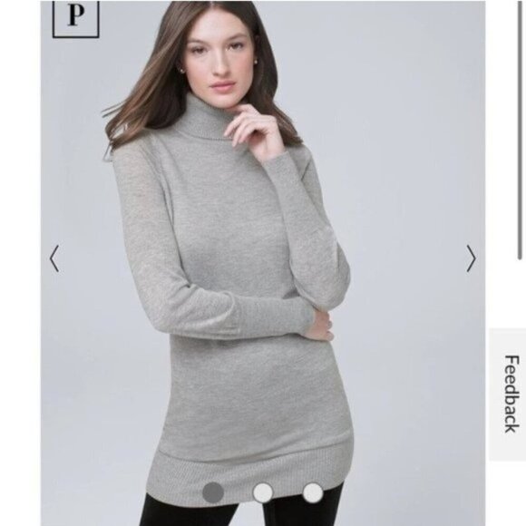 White House Black Market Sweaters - NWOT White House Black Market Petite Cozy Turtleneck Tunic Heather Mercury